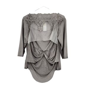 Saga Women's Vintage Embroidered Lace Cutout Overlay Top